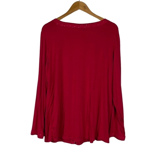 RHONDA SHEAR SHIMMER RED COZY HOLIDAY MATCHING PAJAMA PJ SET - Picture 5 of 15